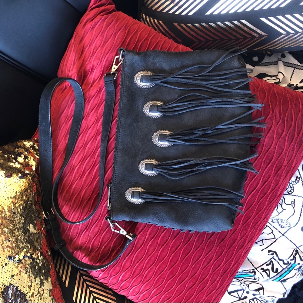Western Style Black Fringe Crossbody